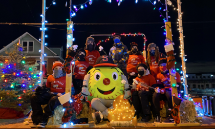 Softball Sam Gives Out Candy Canes at Stouffville Santa Claus Parade on Sat. Dec. 3