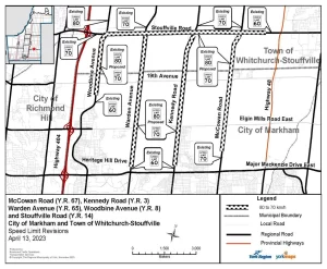 2023 Stouffville Speed Limit Revisions map