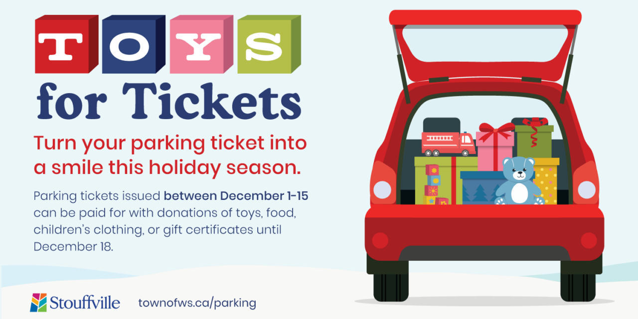 Pay Your Parking Tickets With Donations Through Stouffville’s “Toys for Tickets” Program