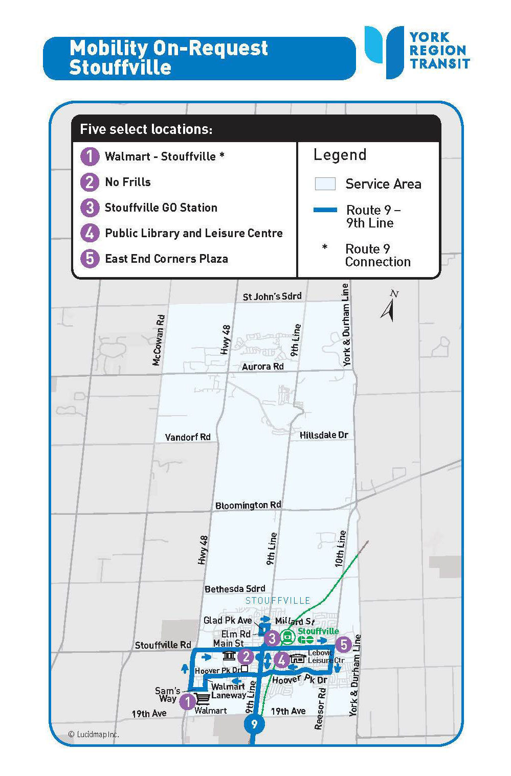 The Mobility On-Request service map for Stouffville